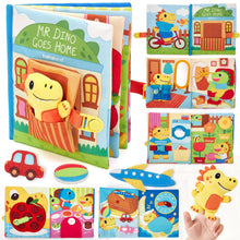 Load image into Gallery viewer, hahaland Busy Book for Toddlers 1-3 - Montessori Toys for 1 Year Old Boy Gifts, Sensory Toys, Dinosaur Soft Fabric Activity Book for Fine Motor Skills, Baby Toddler Educational Learning Travel Toys