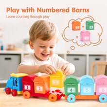 Load image into Gallery viewer, Montessori Train Set with Farm Animals
