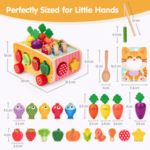 Carica l'immagine nel visualizzatore Galleria, Wooden Farm Shape Sorting & Feeding Toy