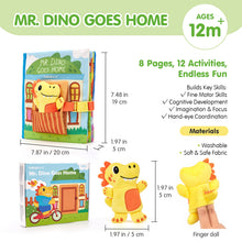Load image into Gallery viewer, hahaland Busy Book for Toddlers 1-3 - Montessori Toys for 1 Year Old Boy Gifts, Sensory Toys, Dinosaur Soft Fabric Activity Book for Fine Motor Skills, Baby Toddler Educational Learning Travel Toys
