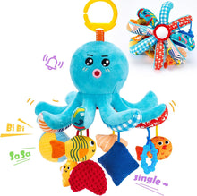 Load image into Gallery viewer, Squeaky Crinkle Rattle Octopus Hanging Toys