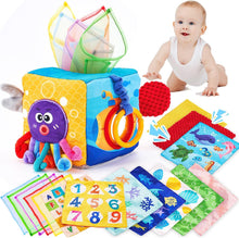 Load image into Gallery viewer, Montessori Baby Tissue Box Toy Marine Theme