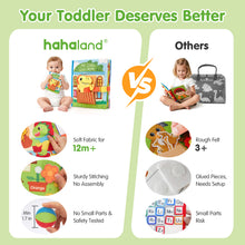 Load image into Gallery viewer, hahaland Busy Book for Toddlers 1-3 - Montessori Toys for 1 Year Old Boy Gifts, Sensory Toys, Dinosaur Soft Fabric Activity Book for Fine Motor Skills, Baby Toddler Educational Learning Travel Toys
