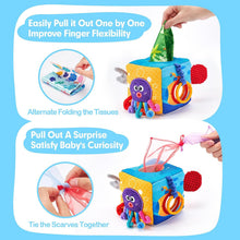 Load image into Gallery viewer, Montessori Baby Tissue Box Toy Marine Theme
